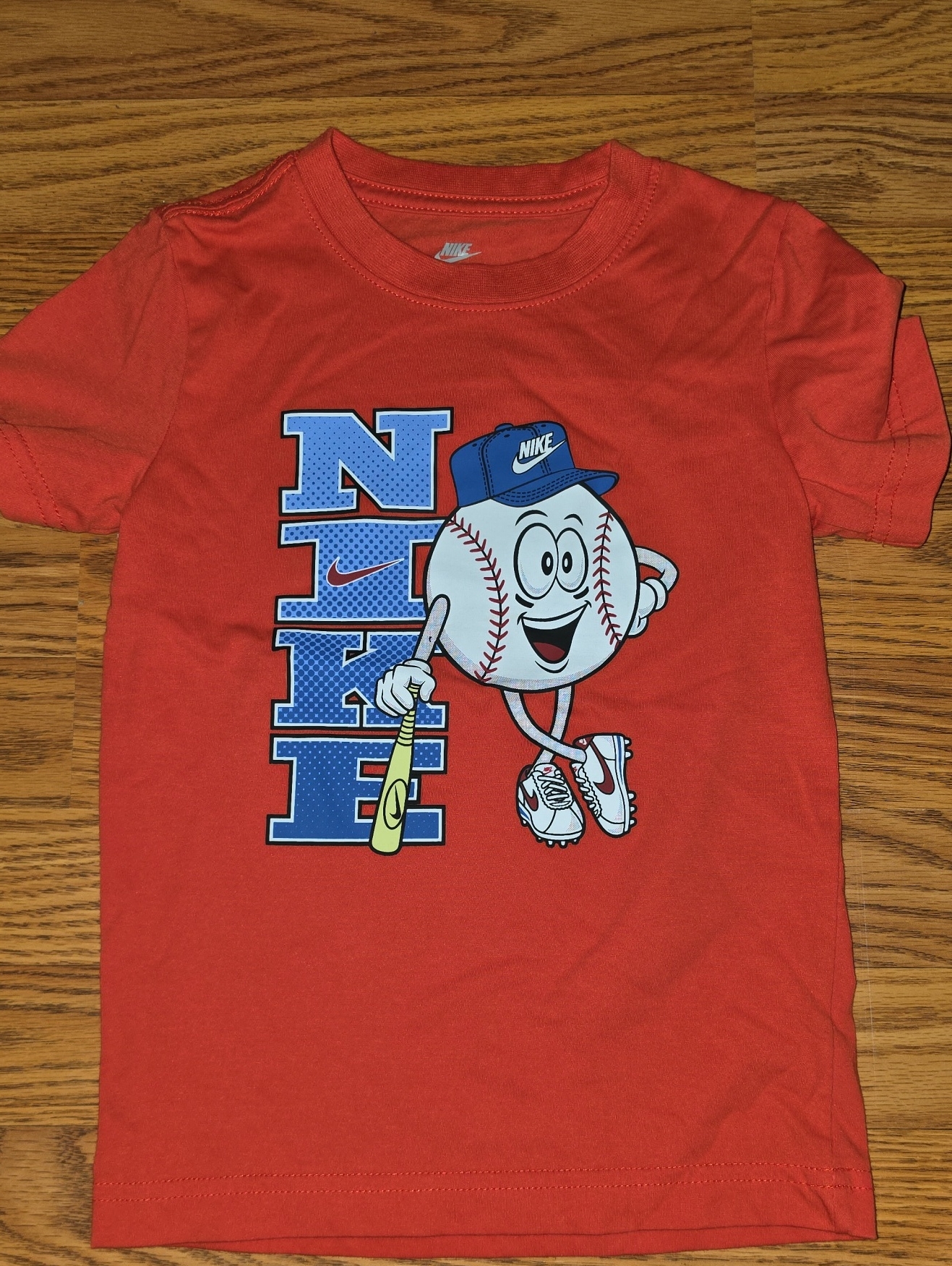 Nike Red Kids' Baseball Graphic Tee With Blue Accents